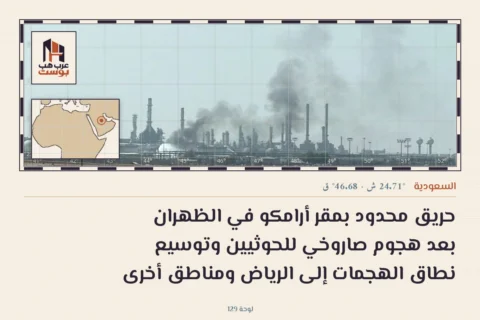 حريق محدود بمقر أرامكو في الظهران بعد هجوم صاروخي للحوثيين وتوسيع نطاق الهجمات إلى الرياض ومناطق أخرى