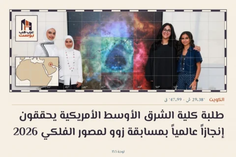 طلبة كلية الشرق الأوسط الأمريكية يحققون إنجازاً عالمياً بمسابقة زوو لمصور الفلكي 2026