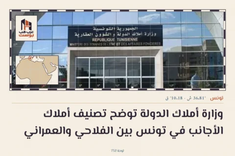 وزارة أملاك الدولة توضح تصنيف أملاك الأجانب في تونس بين الفلاحي والعمراني