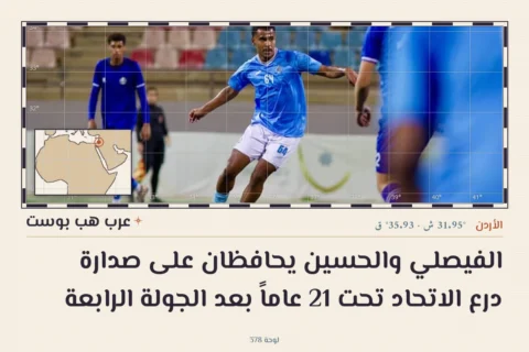 الفيصلي والحسين يحافظان على صدارة درع الاتحاد تحت 21 عاماً بعد الجولة الرابعة