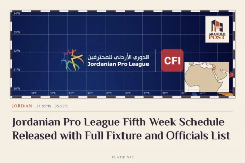 Jordanian Pro League Fifth Week Schedule Released with Full Fixture and Officials List